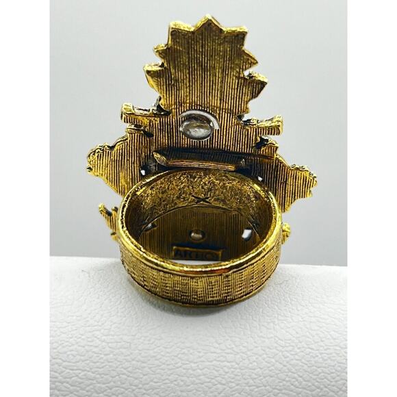 ART Arthur Pepper Signed Ring Shield Crest Gold And Silver Vintage Jewelry SZ 3 - Picture 2 of 4